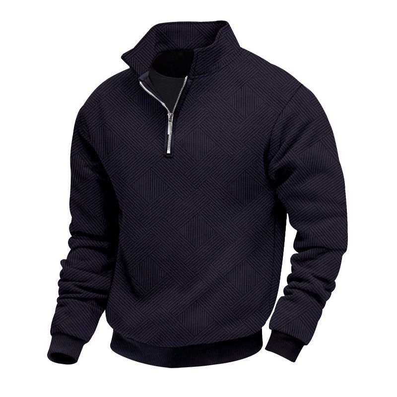 Men's Stand-Up Collar Knit Sweater Modern Zipper