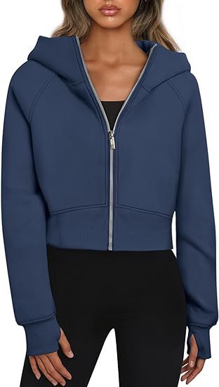 Women's Sporty Short Sleeve Zip-Up Hoodie