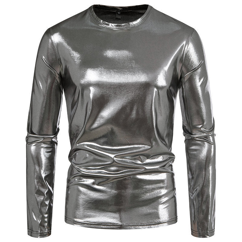 Men's Long-Sleeve Shirt Shiny Stretch Cotton