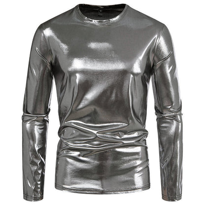 Men's Long-Sleeve Shirt Shiny Stretch Cotton