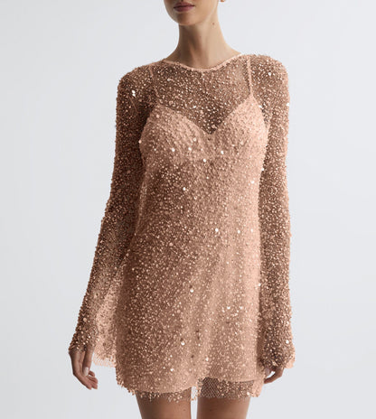 Sparkling Sequin Long-Sleeved Evening Dress for Women