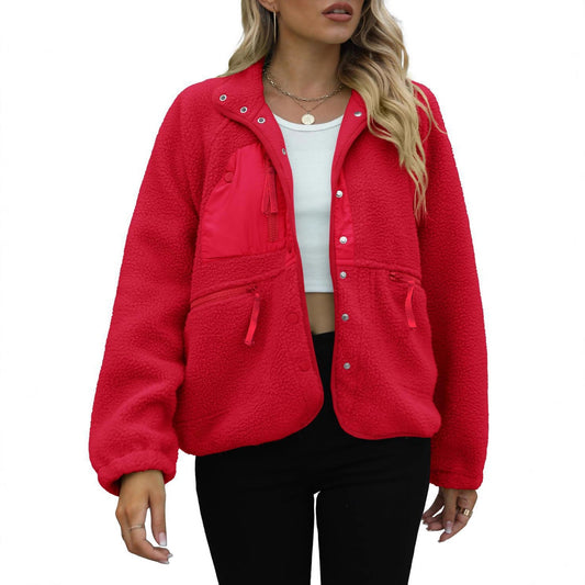 Damen Fleecejacke Weich und Warm mit Taschen - IdealeKleiden