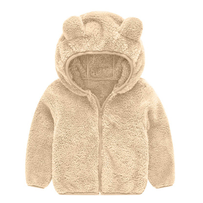 Women's Fleece Jacket Bear Ears Hat Warm Cuddly