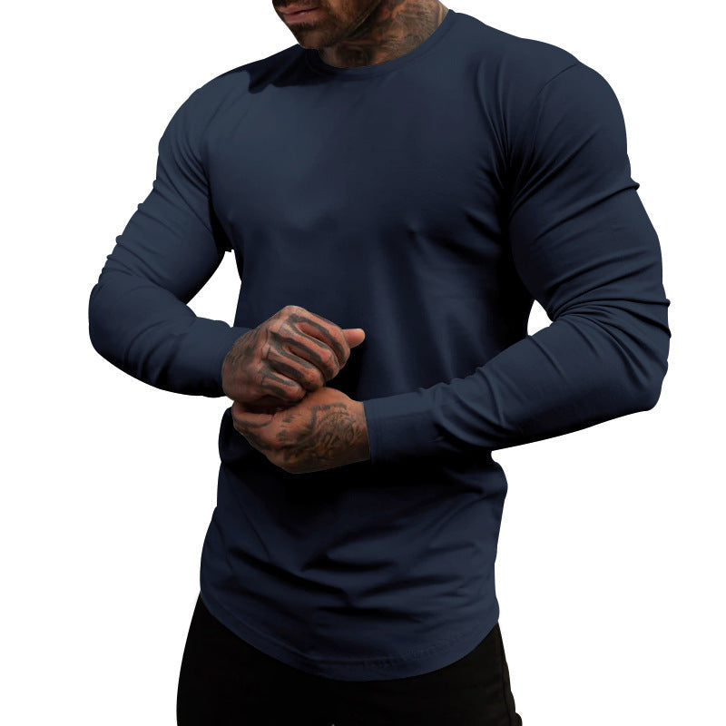 Men's Long-Sleeve T-Shirt Soft Cotton Crew Neck
