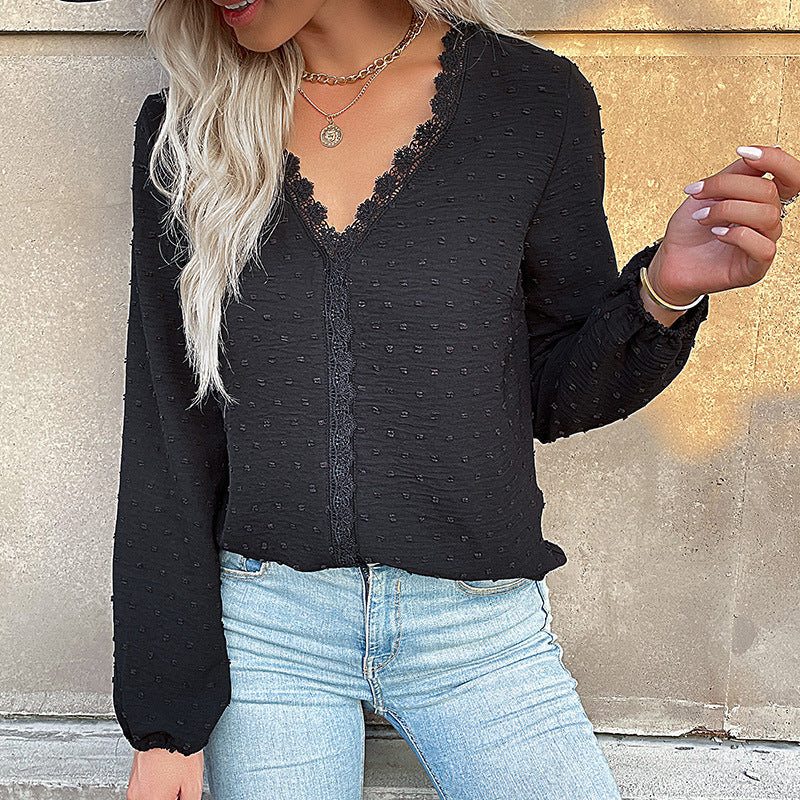 Ladies' Blouse Romantic Lace Elegant