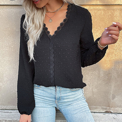 Ladies' Blouse Romantic Lace Elegant