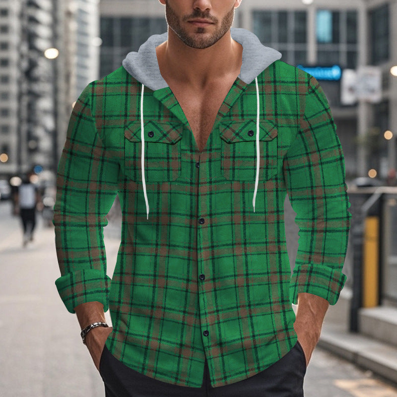Herren Hoodie Karo Muster Sportlich