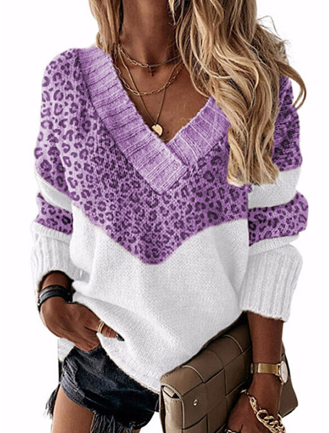Women's Stylish Leopard Print Trendy Sweater