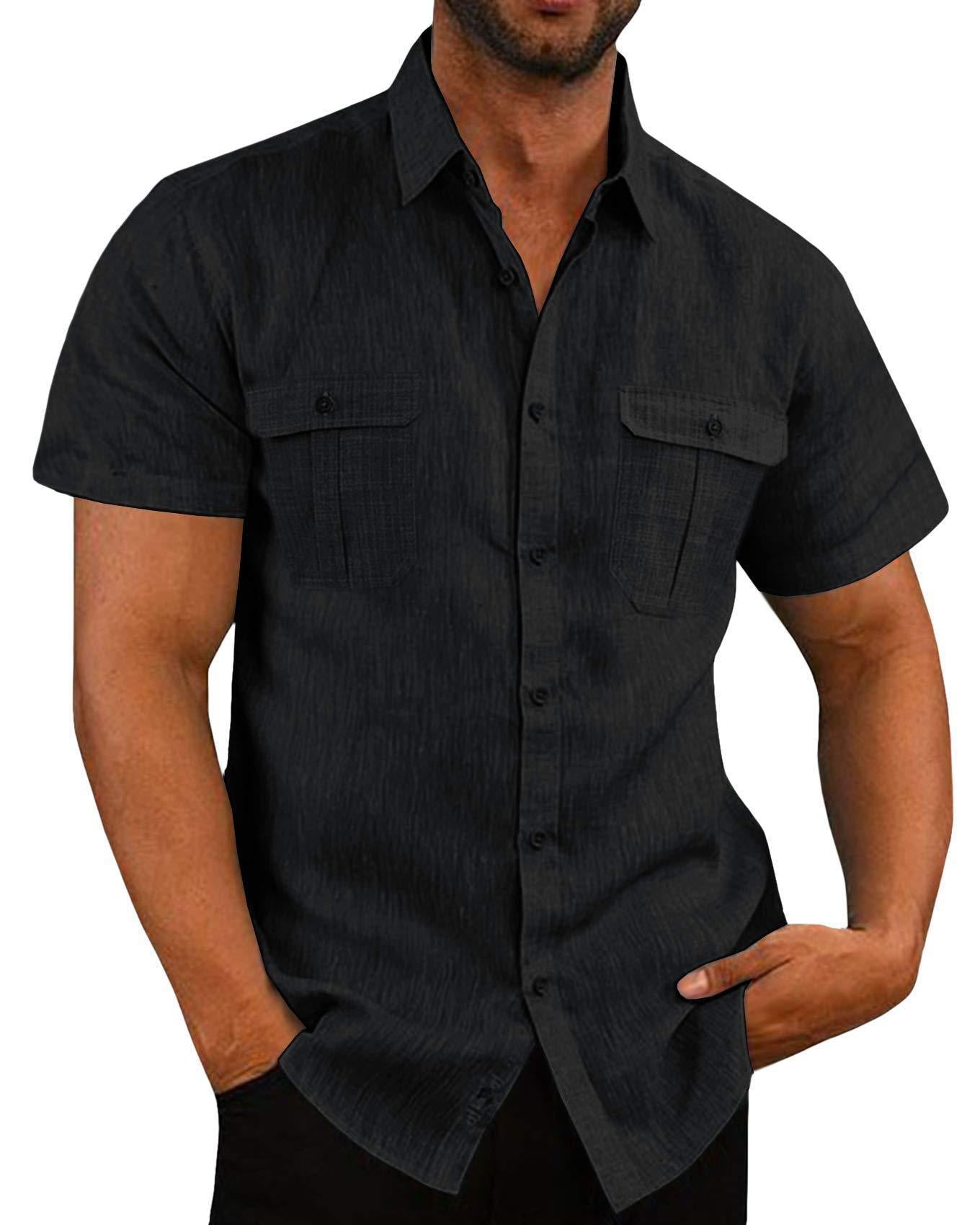 Men's Short-Sleeved Shirt Practical with Chest Pocket