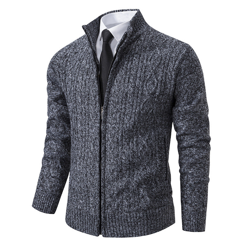 Men's Knitted Cardigan Stand-up Collar Pattern Trendy