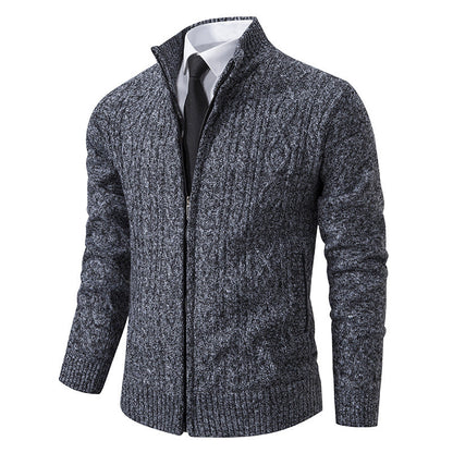 Men's Knitted Cardigan Stand-up Collar Pattern Trendy
