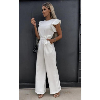 Women's Elegant Wide-Leg Ruffle Sleeve Jumpsuit