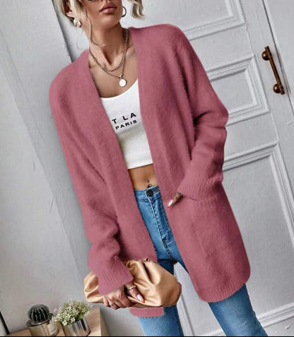 Women's Fluffy Cardigan Soft Plain Elegant Design