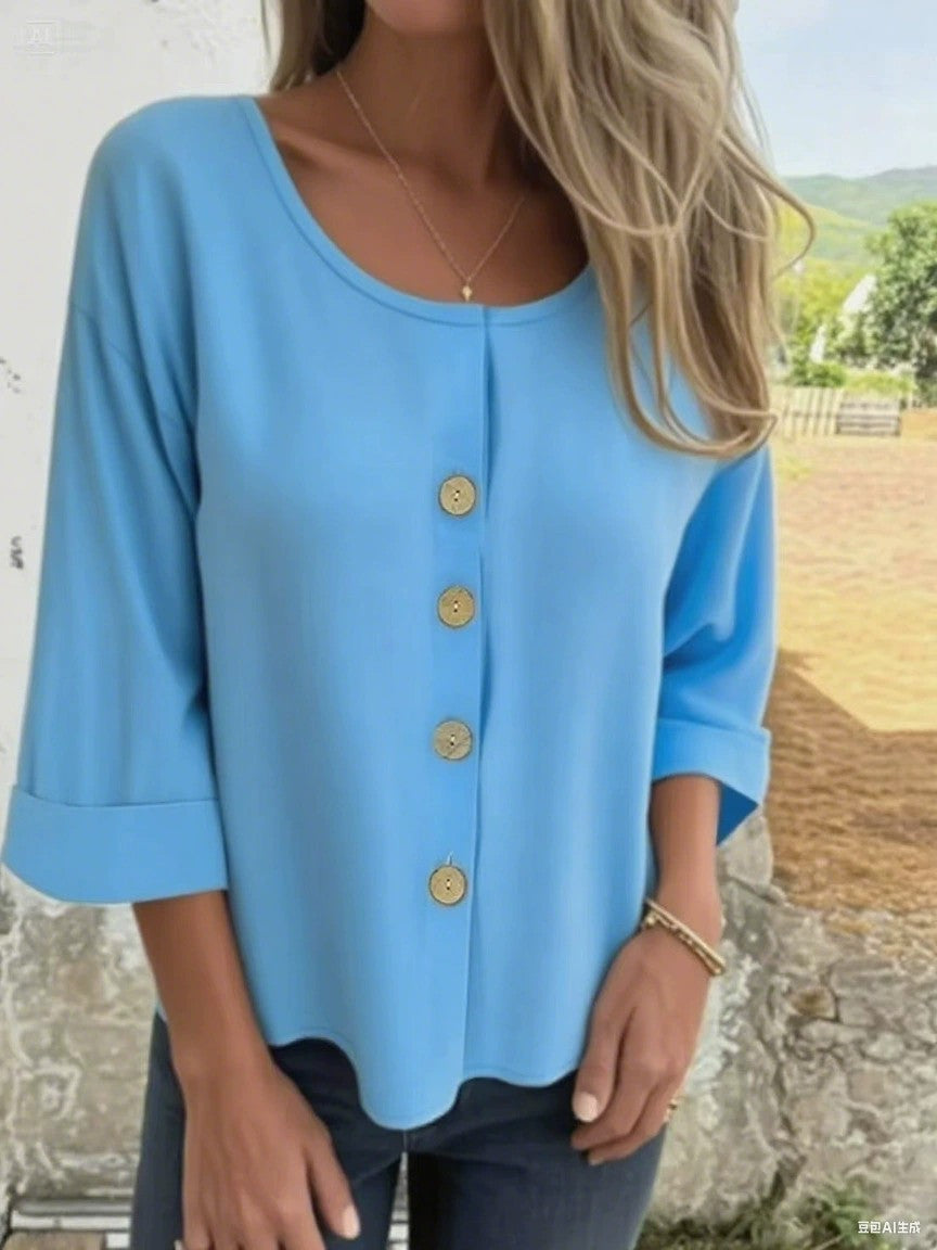 Women's Blouse Elegant Casual Button Detail