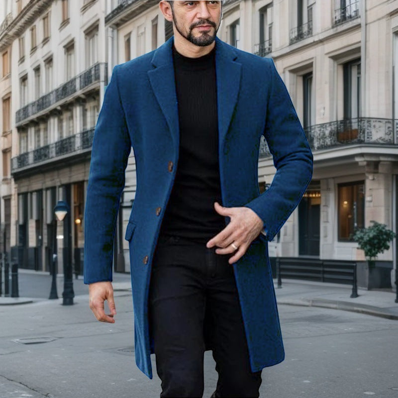 Men's Elegant Grey Wool Coat