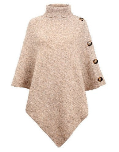 Women's Poncho Knit Modern Buttons
