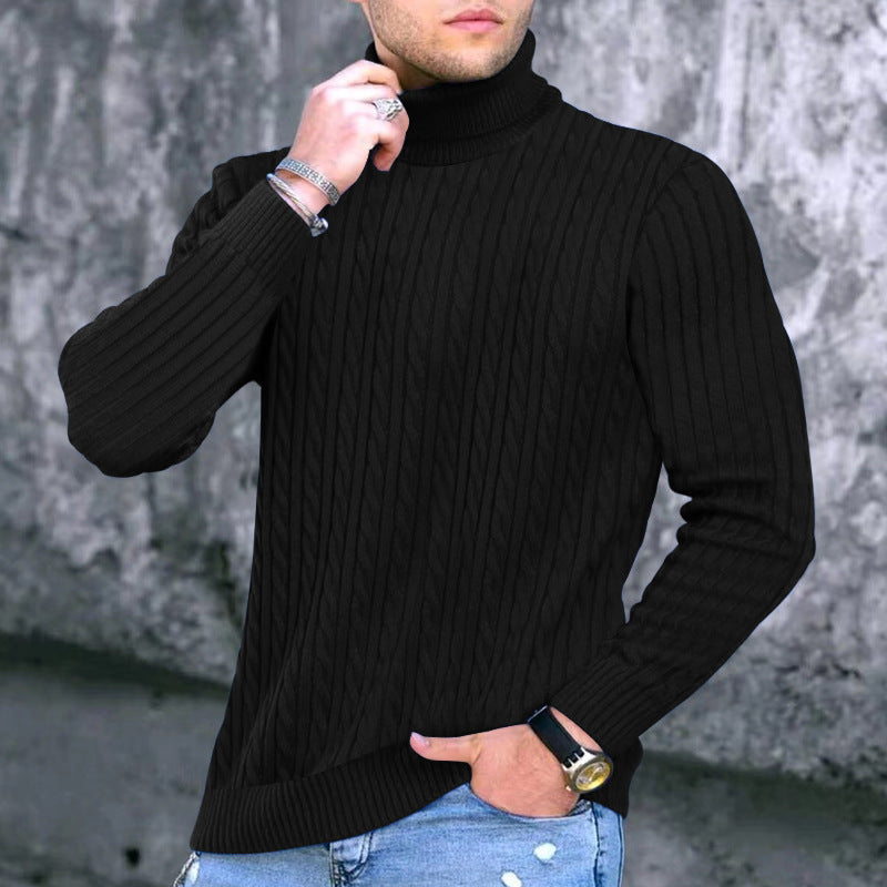 Men's Turtleneck Sweater Elegant Cable Knit Design