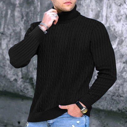 Men's Turtleneck Sweater Elegant Cable Knit Design
