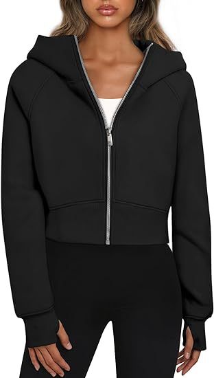 Women's Sporty Short Sleeve Zip-Up Hoodie