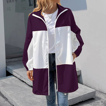 Waterproof Mid-Length Jacket Hood Leisure Design