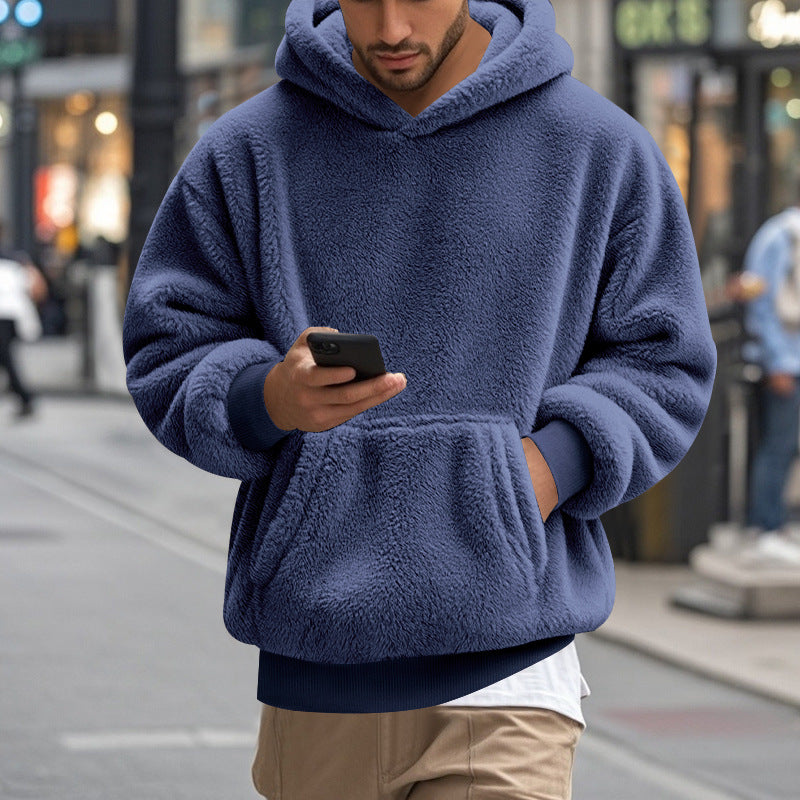 Men's Large Fleece Hoodie Comfortable Modern Kangaroo Pocket