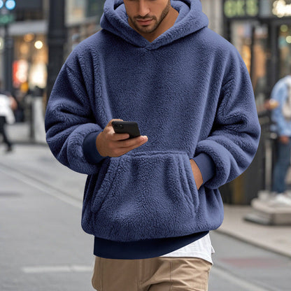 Men's Large Fleece Hoodie Comfortable Modern Kangaroo Pocket