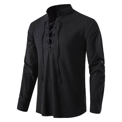 Herren Langarmshirt Lässig Schnüren