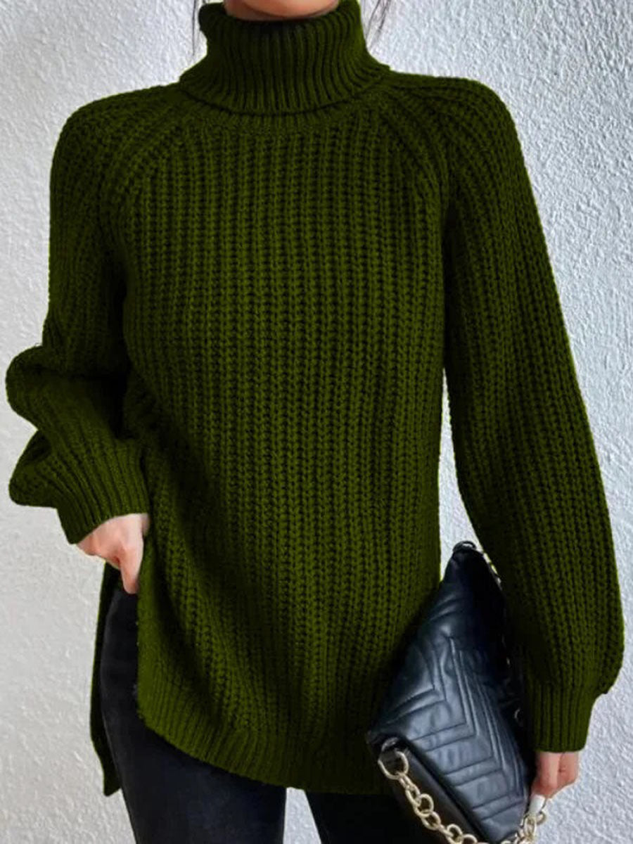 Damen Pullover Langarm Ribbed Oversized Trend
