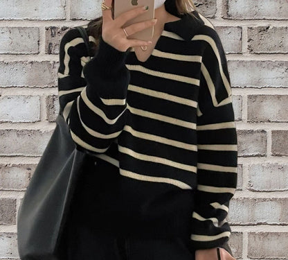 Women's Scarf Dress Loose Fit Striped Long Sleeve