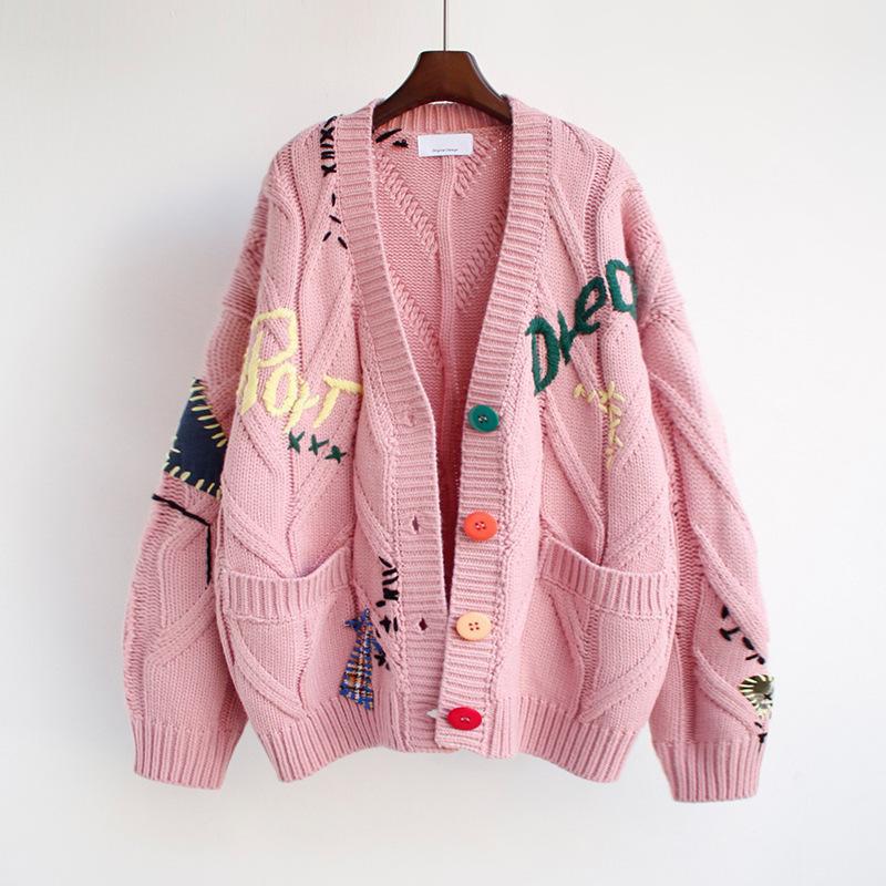 Women's Knitted Cardigan Colorful Buttons Unique
