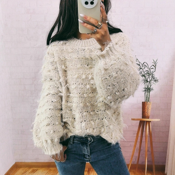 Damen Oversized Pullover Großzügig Strukturiert Elegant