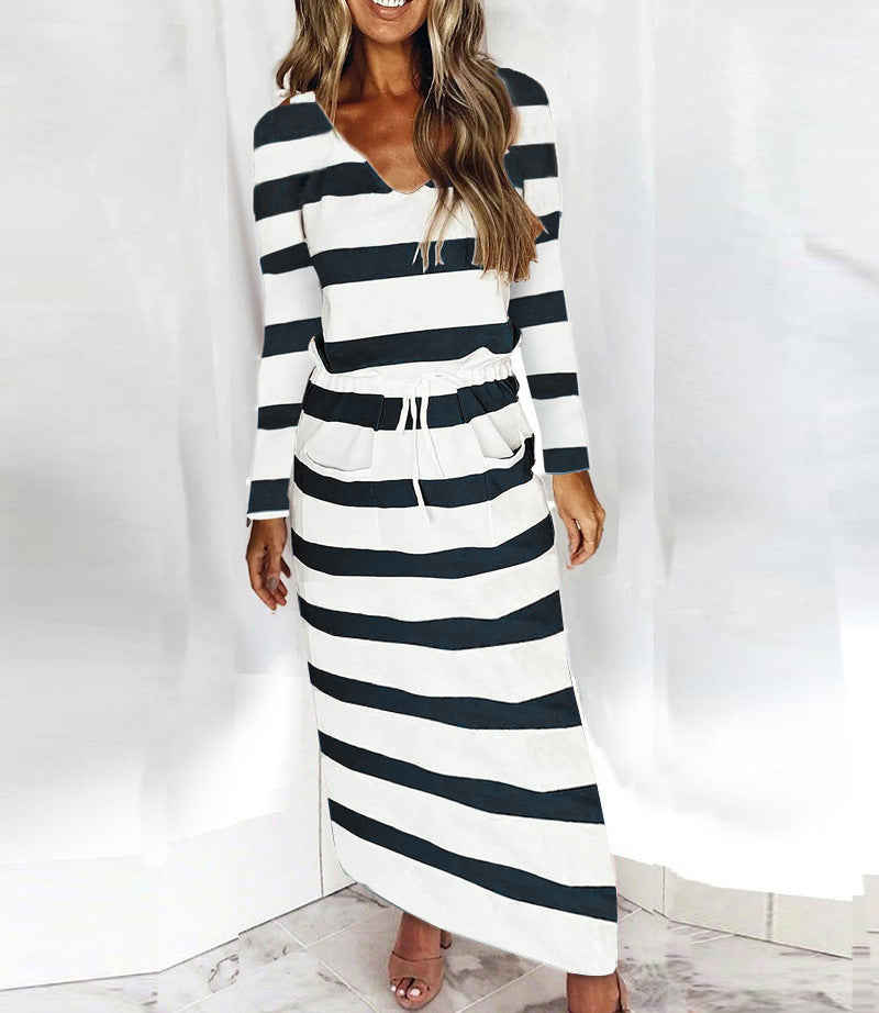 Women's Summer V-Neck Beach Dress with Pockets