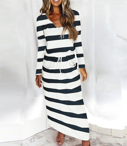 Women's Summer V-Neck Beach Dress with Pockets