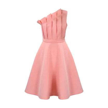 Elegant Women's One-Shoulder Dress with Wide Skirt