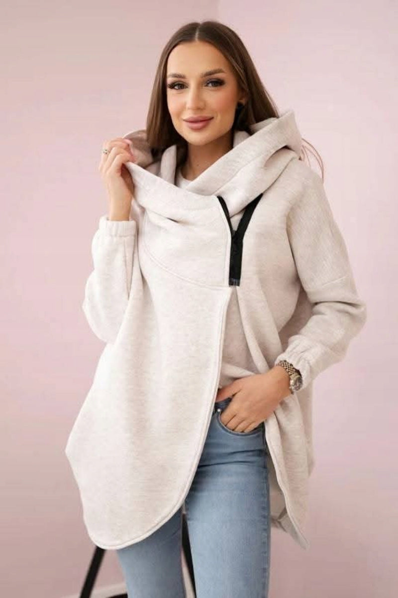 Stylish Asymmetrical Zipper Sweatjacket