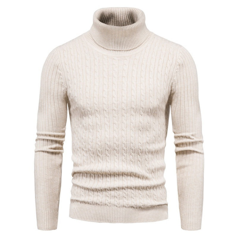 Men's Turtleneck Sweater Cable Knit Elegant Fashion