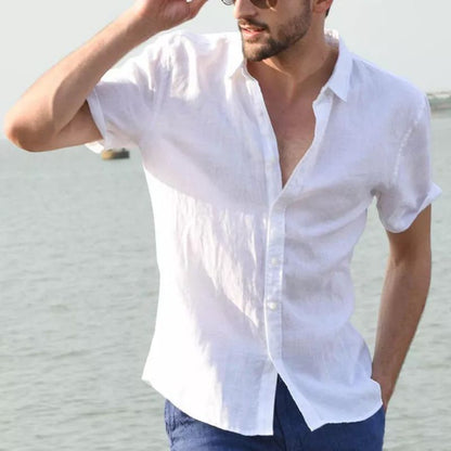 Herren Sommershirt Leinen Bequem Elegant