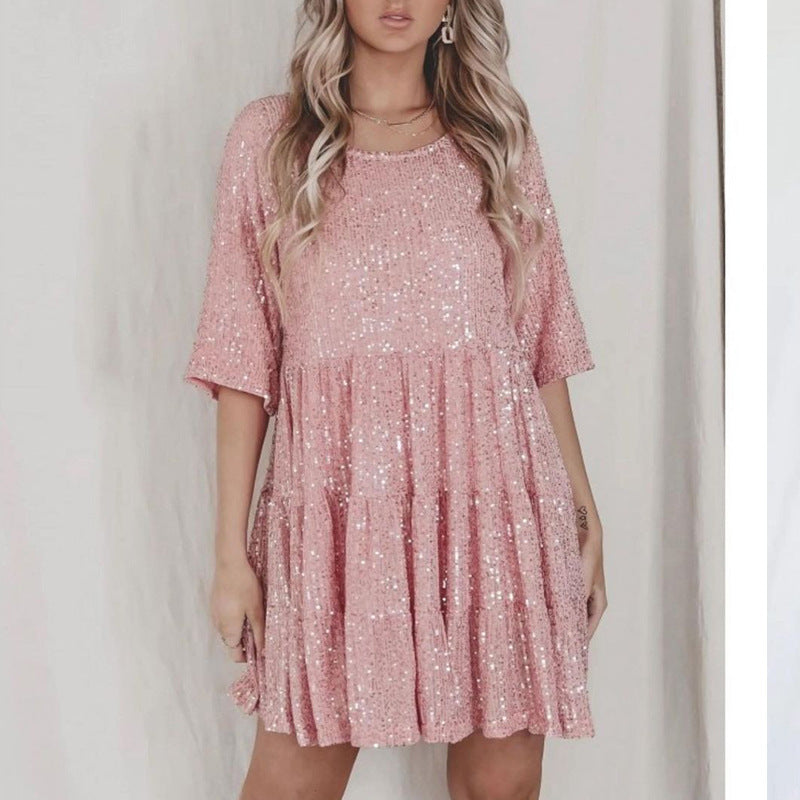 Damen Partykleid Glitzer Effekt Abendkleid