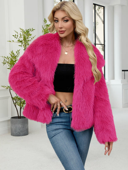 Women's Oversized Faux Fur Jacket Soft Voluminous