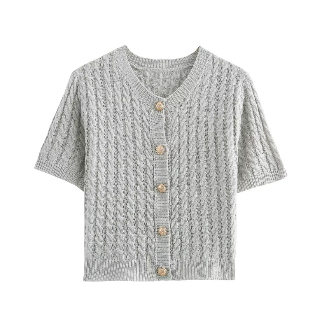 Women's Short-Sleeved Cardigan, Elegant, Embellished