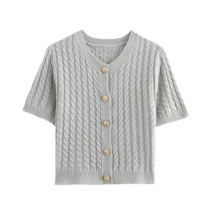 Women's Short-Sleeved Cardigan, Elegant, Embellished