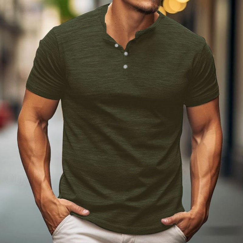 Men's Short Sleeve T-Shirt Modern Button Design