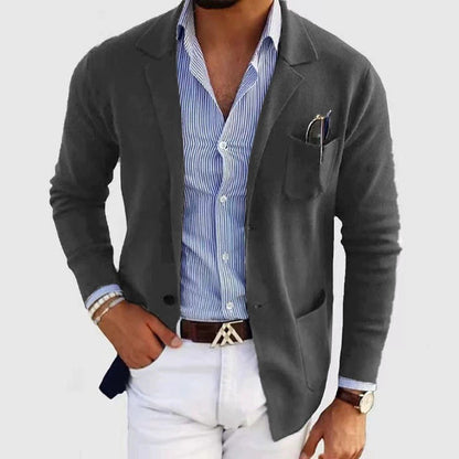 Men's Knitted Blazer Elegant With Practical Pockets