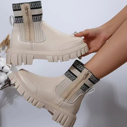 Damen Biker-Stiefel Robust Elastisch - IdealeKleiden