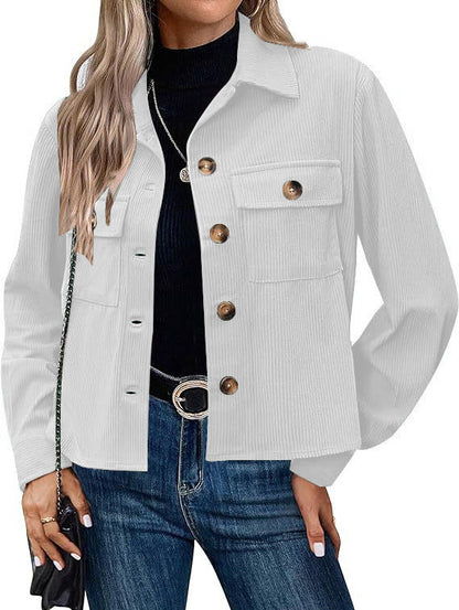 Women's Corduroy Jacket Modern Two-Pocket Design