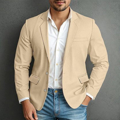 Men's Elegant Blazer with Zipper and Multiple Pockets