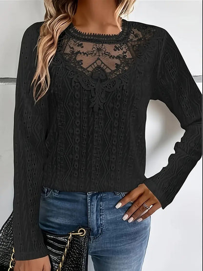 Women's Blouse Elegant Lace Openwork