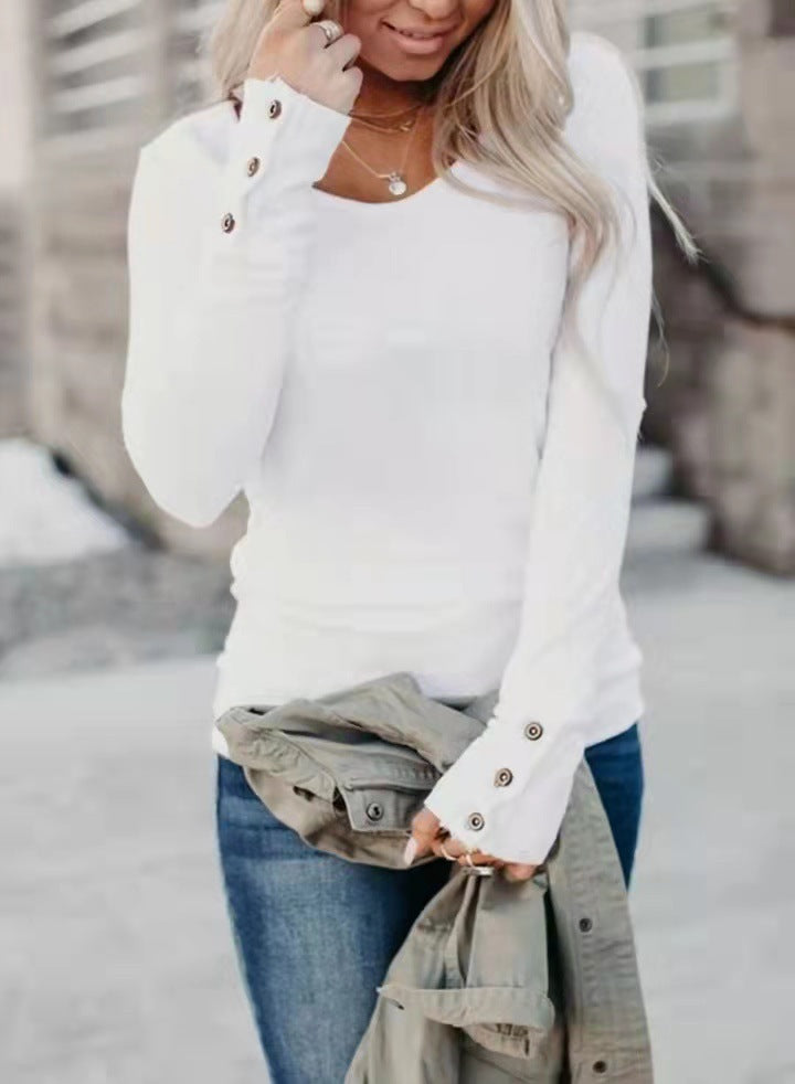 Women's Long-Sleeved Shirt Elegant Design with Buttons