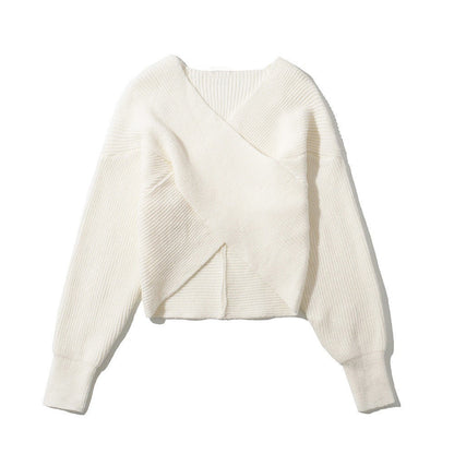 Women's Modern Wrap-Look Knitted Sweater