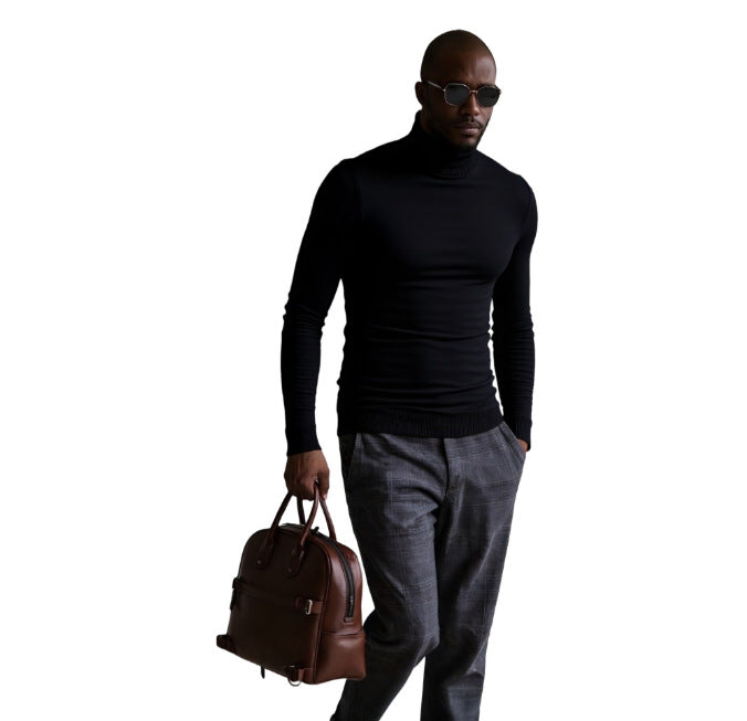 Men's Turtleneck Sweater Finely Structured Elegant Design
